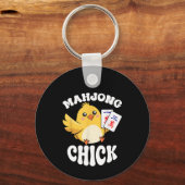 Mahjong Chick Chinese bord Speler Sleutelhanger (Voorkant)