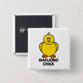 Mahjong Chick Vierkante Button 5,1 Cm (Voorkant /achterkant)