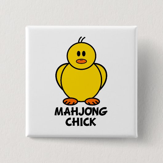 Mahjong Chick Vierkante Button 5,1 Cm (Voorkant)