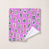 MahJong conception de tuiles sur rose (Gant de toilette)