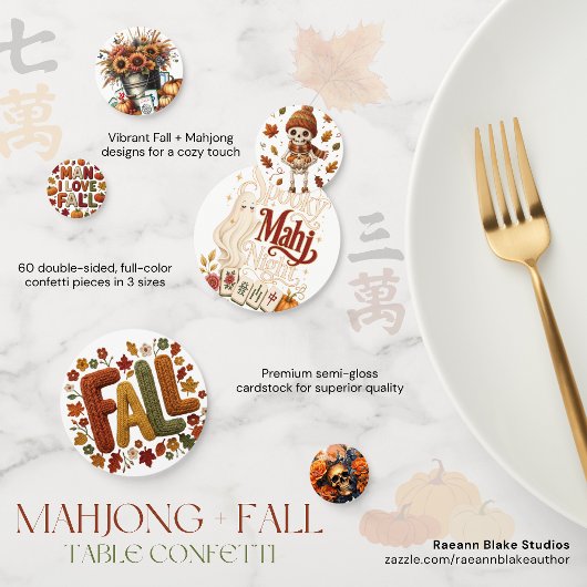 Mahjong + Confettis de Table Thématiques Automne