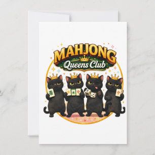 Mahjong Damesclub Schattige Zwarte Katten Kaart