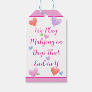 Mahjong Days eindigen in Y Waterverf Valentijnshar Cadeaulabel