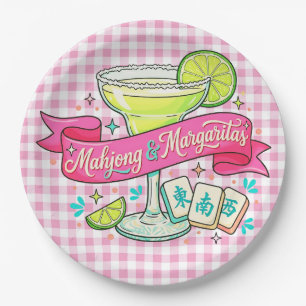 Mahjong en Margaritas Game Night Cocktail Papieren Bordje