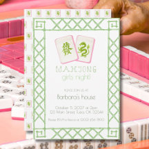 Mahjong Feest Uitnodiging, Groene Draak Bamboe