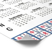 Mahjong Game Tegels 2025 Kalender Poster (Hoek)