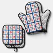 Mahjong Game Tegels Design Ovenwant & Pannenlap Set (Voorkant / Achterkant)