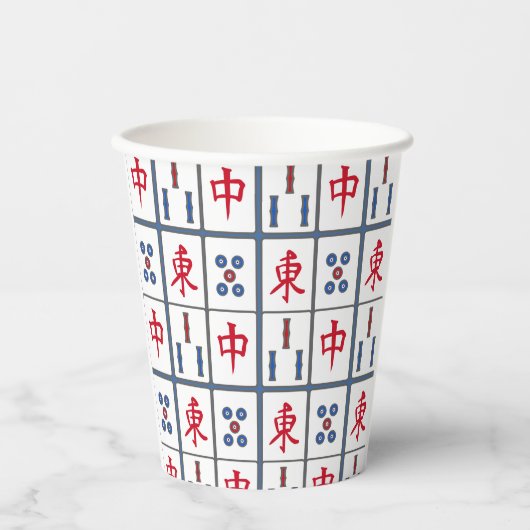 Mahjong Game Tegels Design Papieren Bekers (Voorkant)