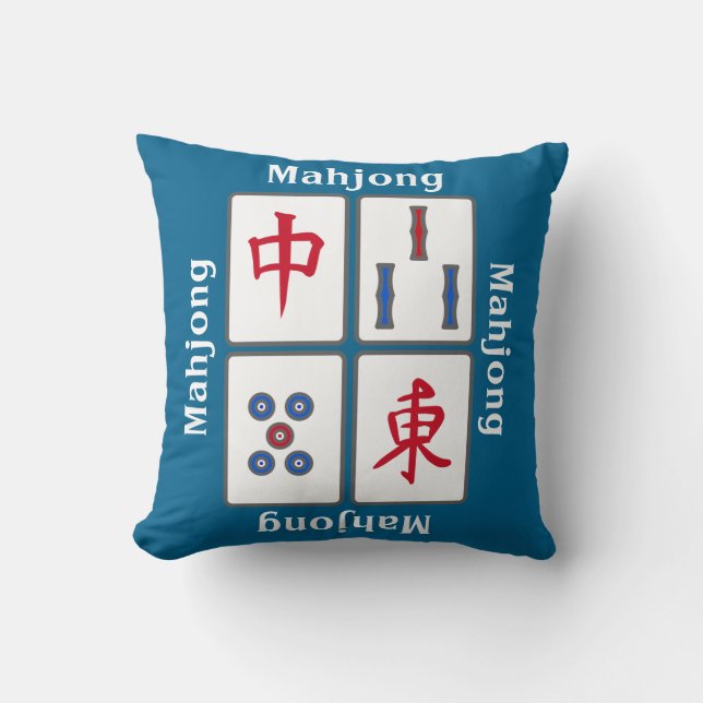 Mahjong Game Tegels Design Sierkussen (Voorkant)