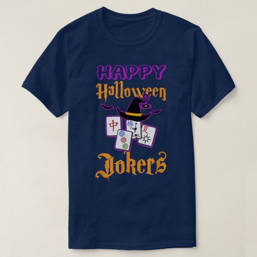 Mahjong Happy Halloween Jokers Tile Game Baseball T-shirt (Design voorkant)