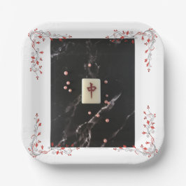 Mahjong het papieren bord met de rode draak