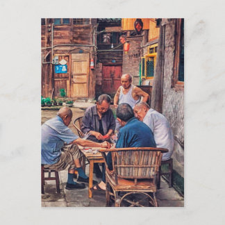 Mahjong in de Alley Hutong China Briefkaart