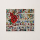 Mahjong Jigsaw Puzzle Red Rose Floral (Horizontal)