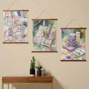 Mahjong Kunst Hangend Wandkleed
