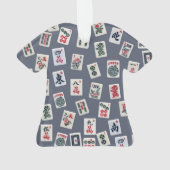 MahJong maakt fotografie op donkerblauw Ornament (achterkant)