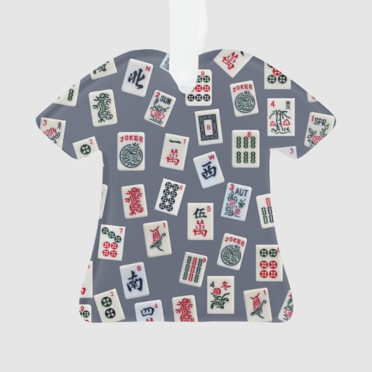 MahJong maakt fotografie op donkerblauw Ornament (voorkant)