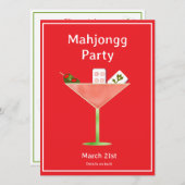 Mahjong Martini Cocktail Party Invitation (Devant / Derrière)