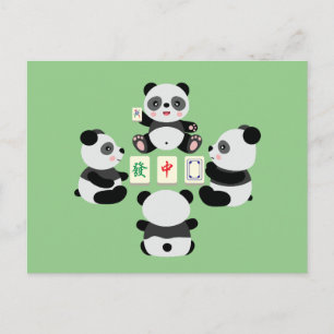 Mahjong Panda Schattig Grappig Feestdagenkaart