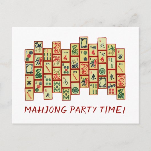 Mahjong Party Invitation Briefkaart (Voorkant)