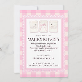 Mahjong Party Invitation, grandmillennial swans Kaart