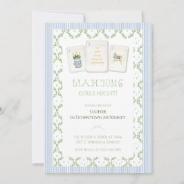 Mahjong Party Invitation, Preppy Champagne  Kaart