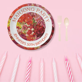 Mahjong Party Rich Bold Bloemen Custom Papieren Bordje