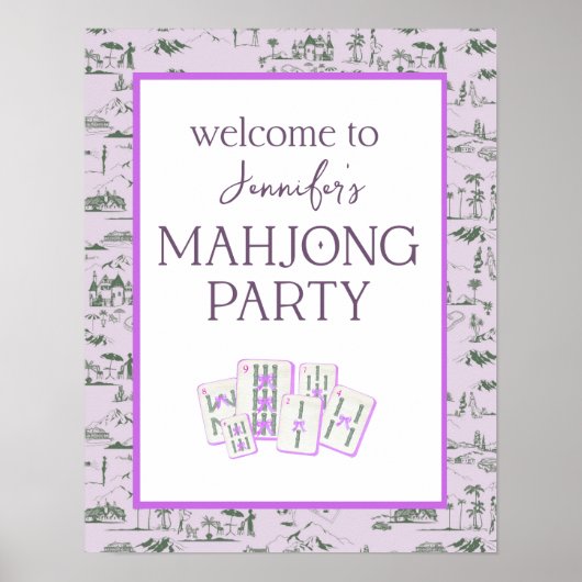 Mahjong Party Toile Welkomstbord Poster (Voorkant)