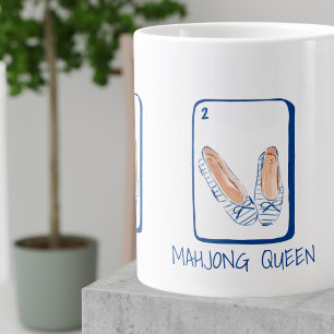 MAHJONG QUEEN Blue Stripe Flats Mahjong Preppy Extra Grote Beker