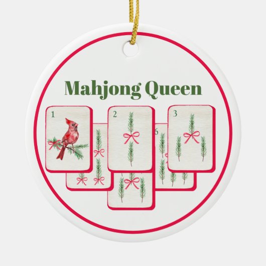 Mahjong Queen Mahjong Christmas Bam Tiles Keramisch Ornament (Voorkant)
