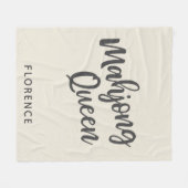 Mahjong Queen Personalized Cream and Gray Fleece Deken (Voorkant (Horizontaal))