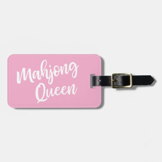 Mahjong Queen Personalized Name in Pink Bagagelabel (Voorkant horizontaal)