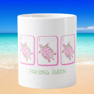 Mahjong Queen Strand Zeeschildpadden / Roze Schild Extra Grote Beker