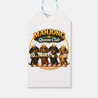 Mahjong Queens Club Schattige Dachshonden Cadeaulabel