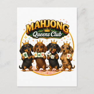 Mahjong Queens Club Schattige Dachshonden Uitnodiging Briefkaart