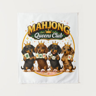 Mahjong Queens Club Schattige Dachshonden Wandkleed