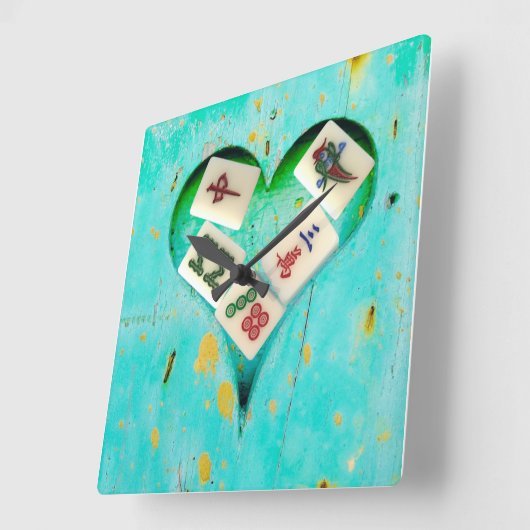 Mahjong remplit mon coeur horloge rustique (Angle)