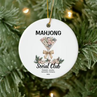 Mahjong Sociale Club Kerst Groepsgeschenk Keramisch Ornament