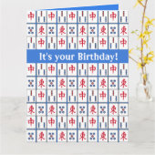 Mahjong-spelstenen ontwerp wenskaart kaart (Gele Bloem)