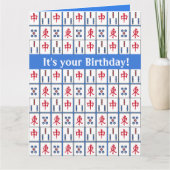 Mahjong-spelstenen ontwerp wenskaart kaart (Voorkant)