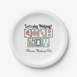 Mahjong-stenen #1 'Laten we Mahjong spelen!' Papieren Bordje