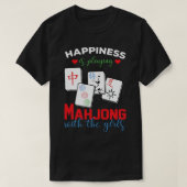 Mahjong T-shirt Happiness speelt Mahjong met de (Design voorkant)