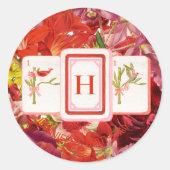 Mahjong Tegel Floral Monogram Sticker (Voorkant)
