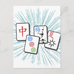 Mahjong Tegels Blue Briefkaart