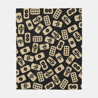 Mahjong tegels brown op zwart fleece deken