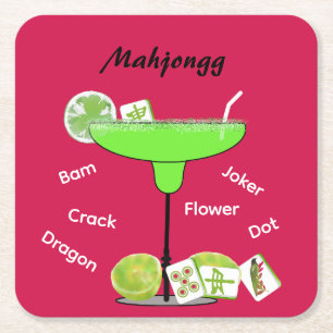 Mahjong Tegels en Cocktail Papier Onderzetters