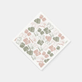 Mahjong tegels en dobbelstenen in roze en kaki servet (Hoek)