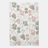 Mahjong tegels en dobbelstenen roze en groen theedoek (Verticaal)