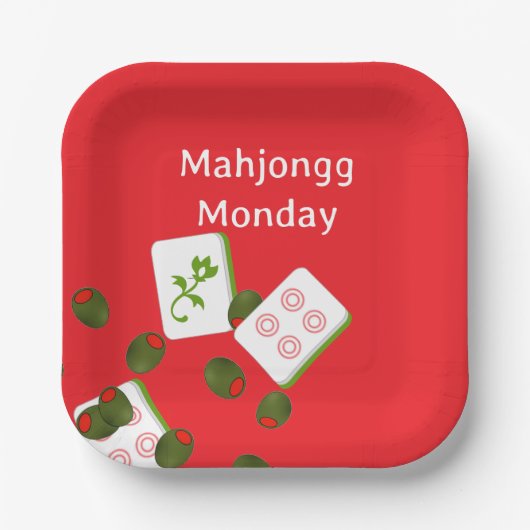 Mahjong Tegels en Olijven Papier Bord (Voorkant)