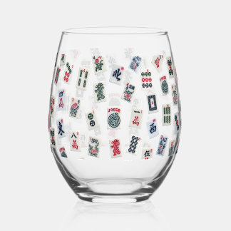 MahJong tegels en symboolpatronen Wijnglas Zonder Voet