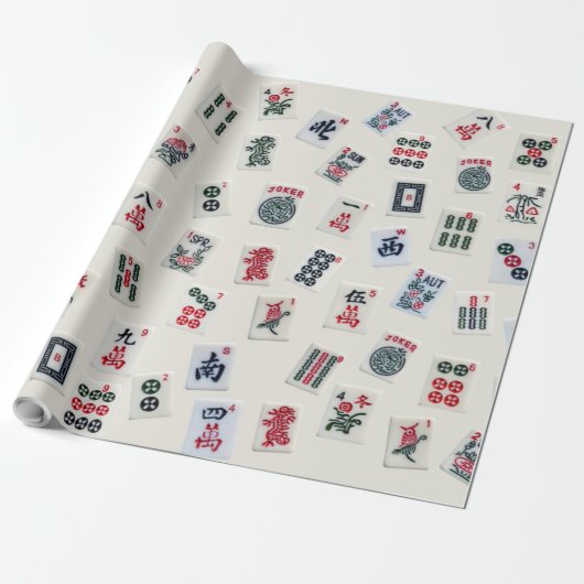 MahJong tegels ontwerpen op badge Cadeaupapier (Uitgerold)